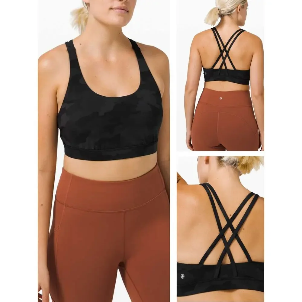 LULULEMON Energy Bra B–D Cup Size 8 Heritage 365 Camo Deep Coal Multi - Picture 1 of 5